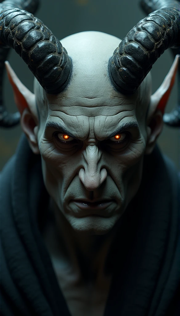 Satan looking forward close up