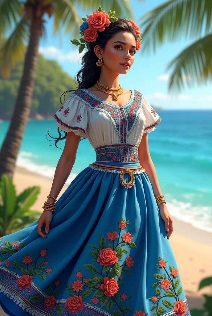 Blue Costa Rican folkloric costume from Puntarenas

