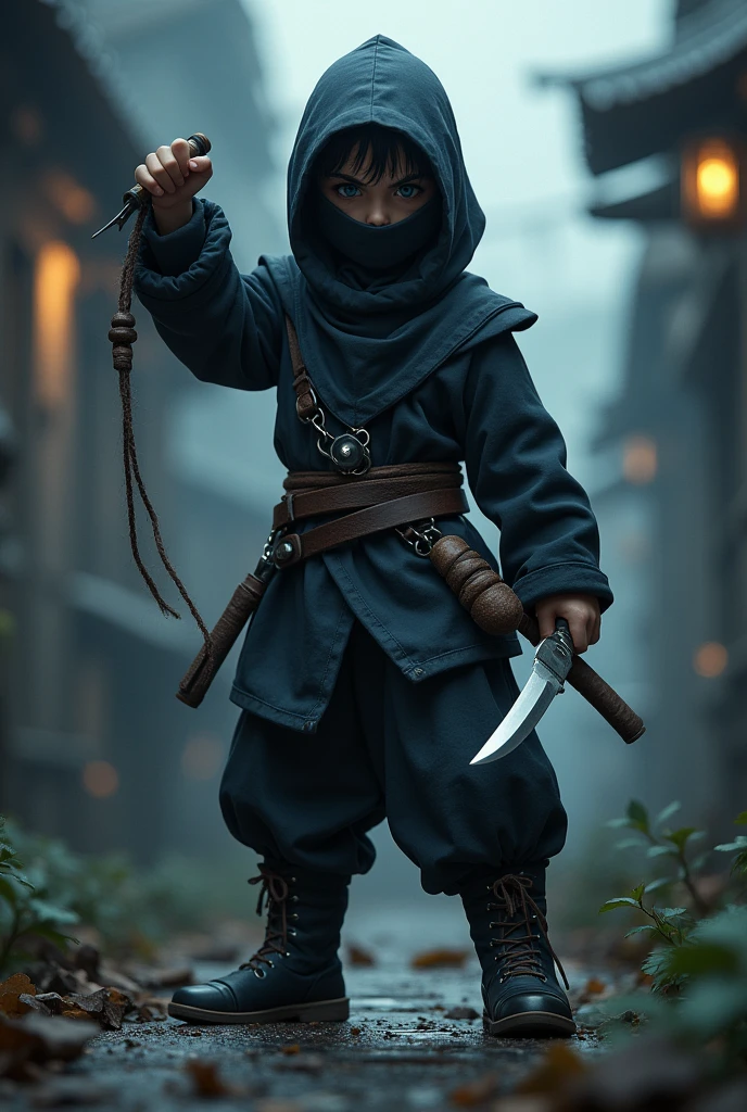 A boy with kunai knife