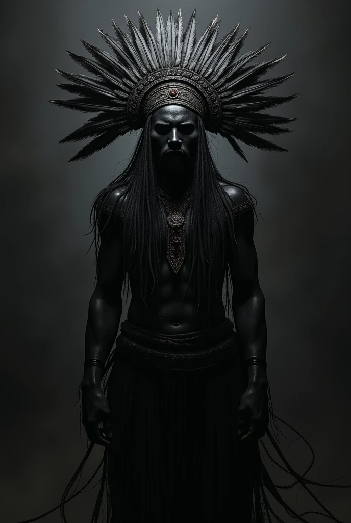 Orixá Oxossi, In the black color, but there is no black man shooting the arrow, with feathers on the head 

