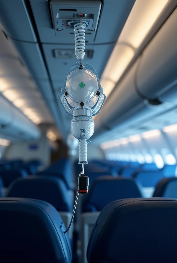 Generates an image of an airplane's oxygen masks