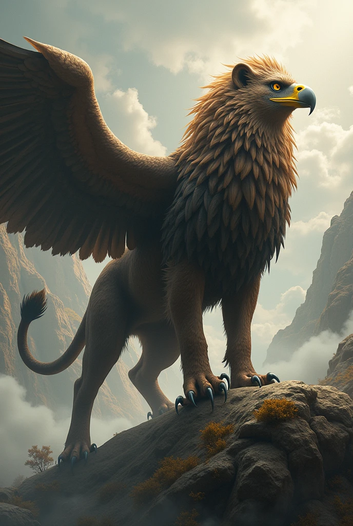 make an emphasis (mythological creature) half eagle and half lion. The front is of an Eagle and the back of a Lion