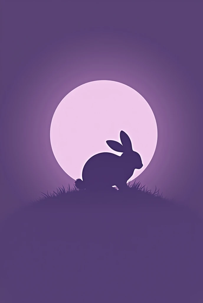 Make a minimalist logo of a round moon and a rabbit marked on it, in purple tones