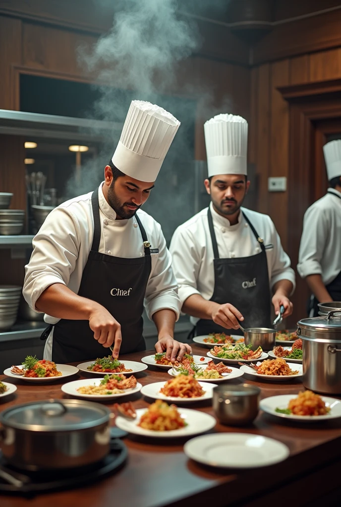 Chefs cook the food and show the name in chef court is Ritesh goud and bisy work