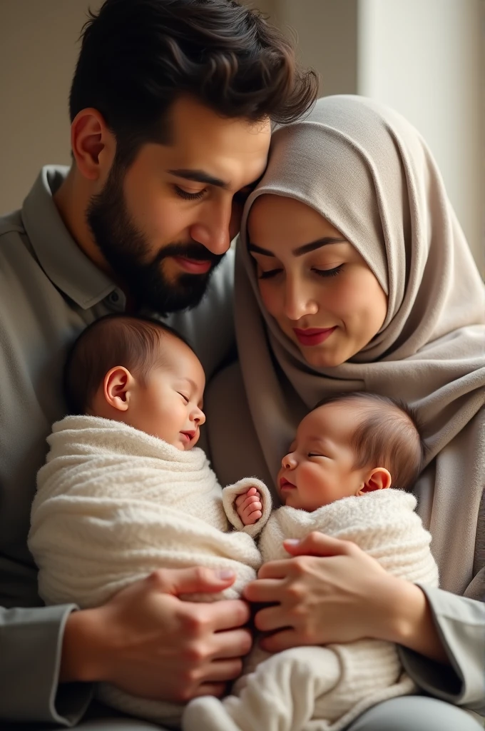 Muslim couple with one boy and one girl 