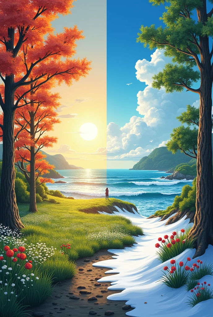 The 4 seasons of the year as a music album cover, but with landscapes nothing more