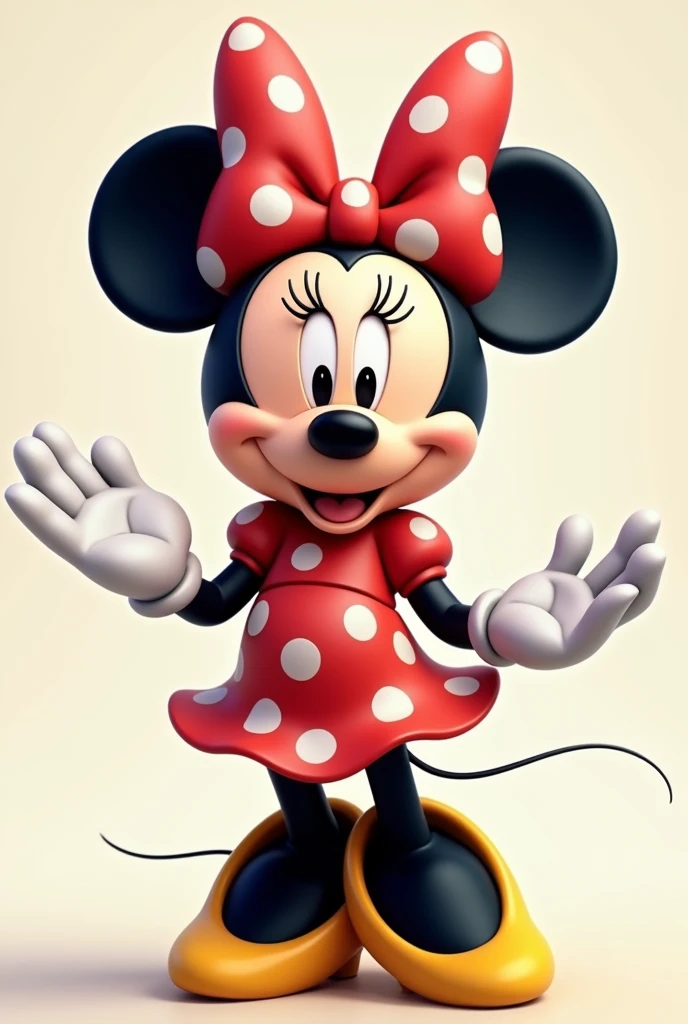 A full body minie mouse with her white and red polka dot dress animated non-realistically with no background