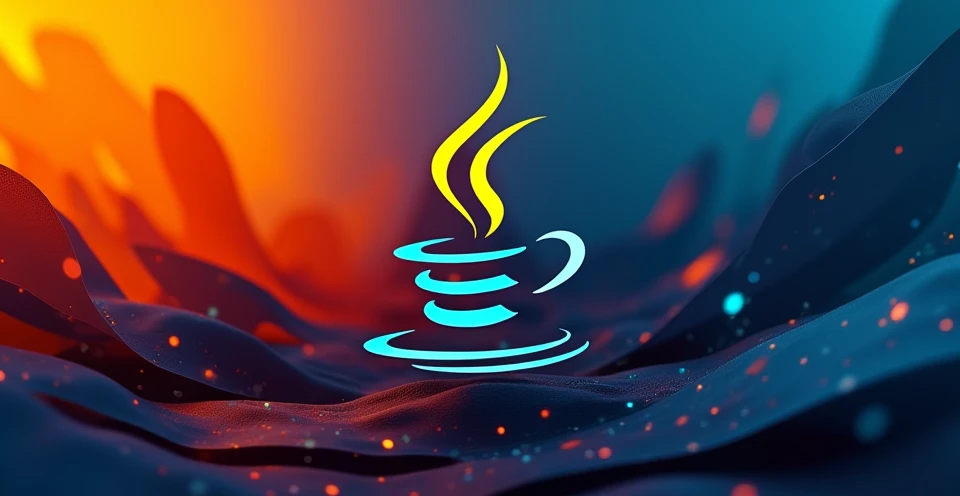 abstract background with the official colors and logo of the Java language