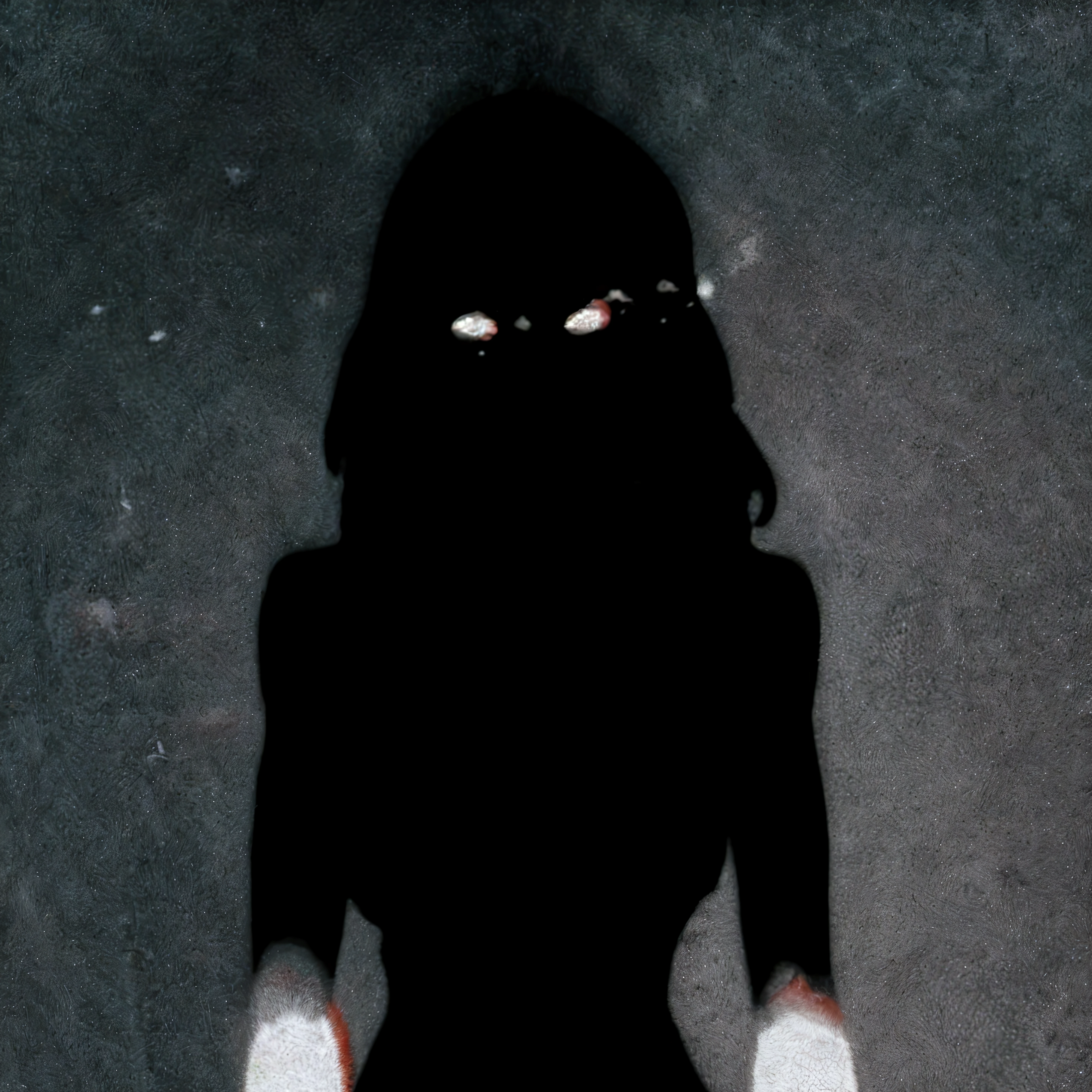A simple book cover , of the red background and with the shadow of hands on the background of the white coloring and with the black shadow of a kompi terror