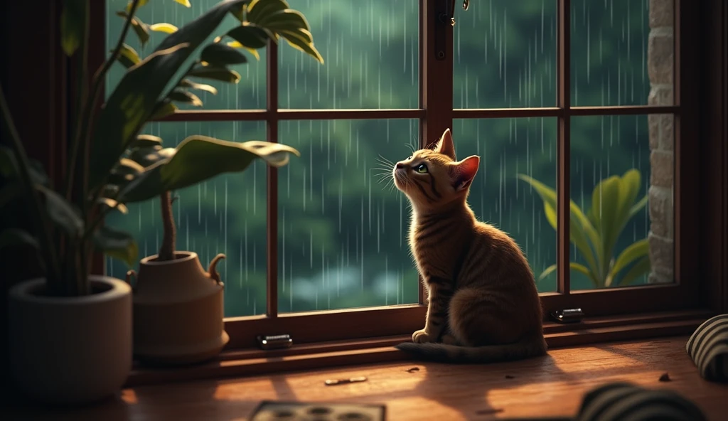 The background image of listening to the rain outside the window was uploaded to the background image platform.. The background image of listening to the sound of rain outside the window is a computer wallpaper that is included in the landscape category. The window wallpaper is a dynamic wallpaper.. Listen to the sound of rain outside the window. The background image size is 3840x2160.. If you want to use a high resolution wallpaper, Please download the Yuanqi Wallpaper client to use the high-quality background image of listening to the rain outside the window..((A cat sits and watches the rain fall.))