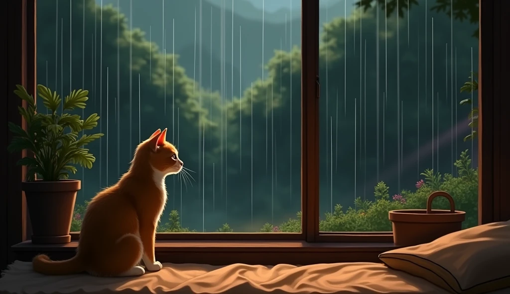 The background image of listening to the rain outside the window was uploaded to the background image platform.. The background image of listening to the sound of rain outside the window is a computer wallpaper that is included in the landscape category. The window wallpaper is a dynamic wallpaper.. Listen to the sound of rain outside the window. The background image size is 3840x2160.. If you want to use a high resolution wallpaper, Please download the Yuanqi Wallpaper client to use the high-quality background image of listening to the rain outside the window..((A cat sits and watches the rain fall.))