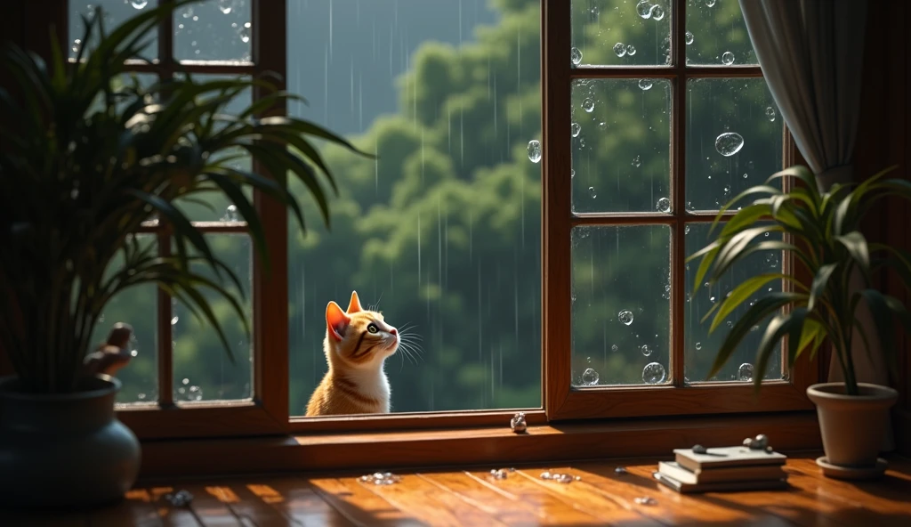 The background image of listening to the rain outside the window was uploaded to the background image platform.. The background image of listening to the sound of rain outside the window is a computer wallpaper that is included in the landscape category. The window wallpaper is a dynamic wallpaper.. Listen to the sound of rain outside the window. The background image size is 3840x2160.. If you want to use a high resolution wallpaper, Please download the Yuanqi Wallpaper client to use the high-quality background image of listening to the rain outside the window..((A cat sits and watches the rain fall.))