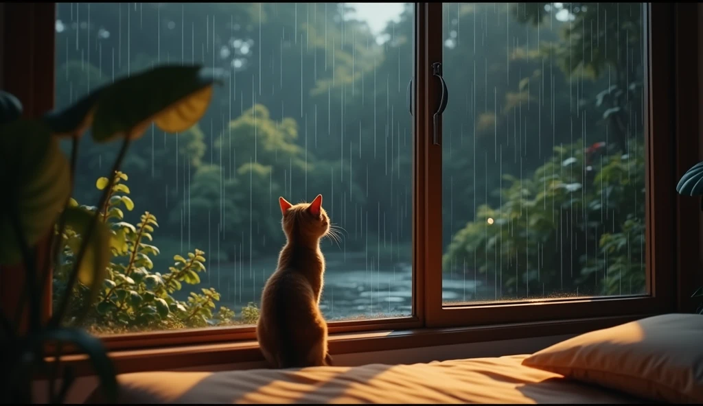 The background image of listening to the rain outside the window was uploaded to the background image platform.. The background image of listening to the sound of rain outside the window is a computer wallpaper that is included in the landscape category. The window wallpaper is a dynamic wallpaper.. Listen to the sound of rain outside the window. The background image size is 3840x2160.. If you want to use a high resolution wallpaper, Please download the Yuanqi Wallpaper client to use the high-quality background image of listening to the rain outside the window..((A cat sits and watches the rain fall.))