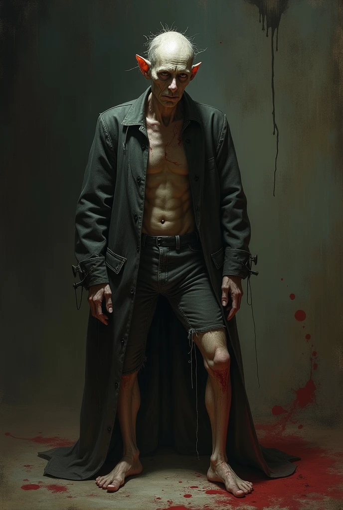 I want a picture about the murderer Jean-Baptiste Grenouille who Physically, He is a scrawny boy, sound, hunchbacked and with a deformed foot