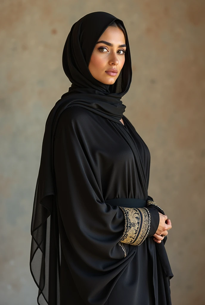 Beautiful hijab wearing tight robe and forming a sexy body