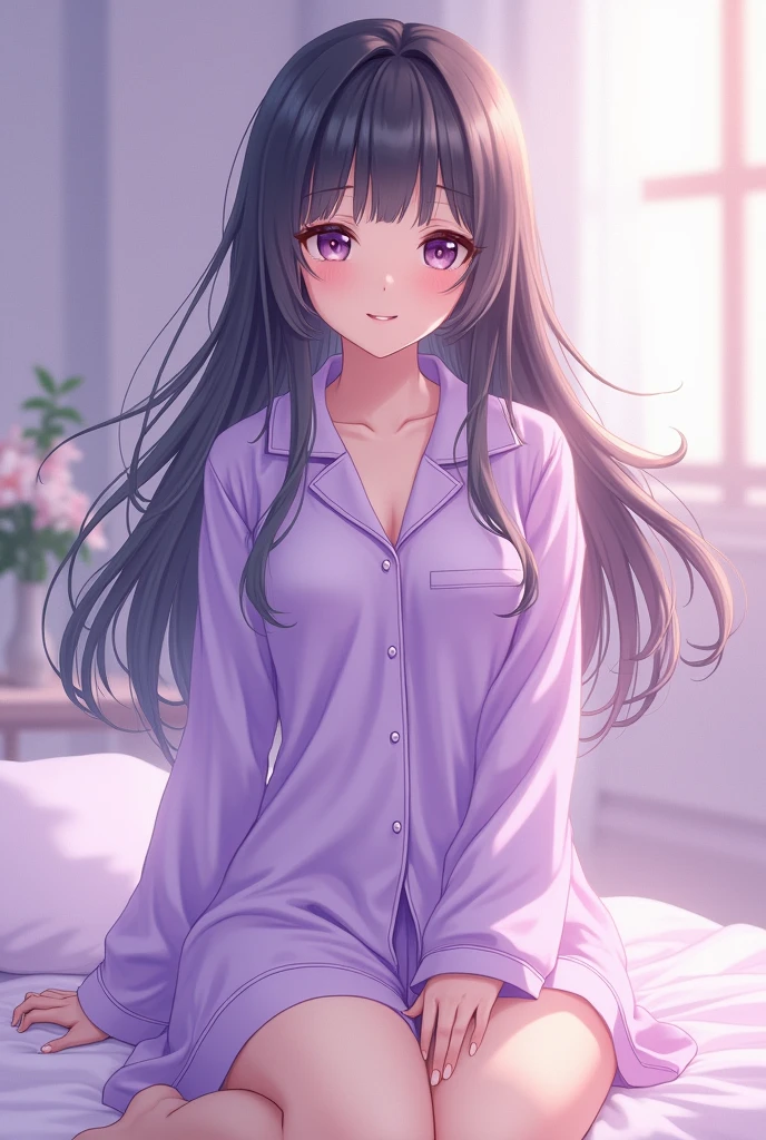 anime girl with in lavender pajamas