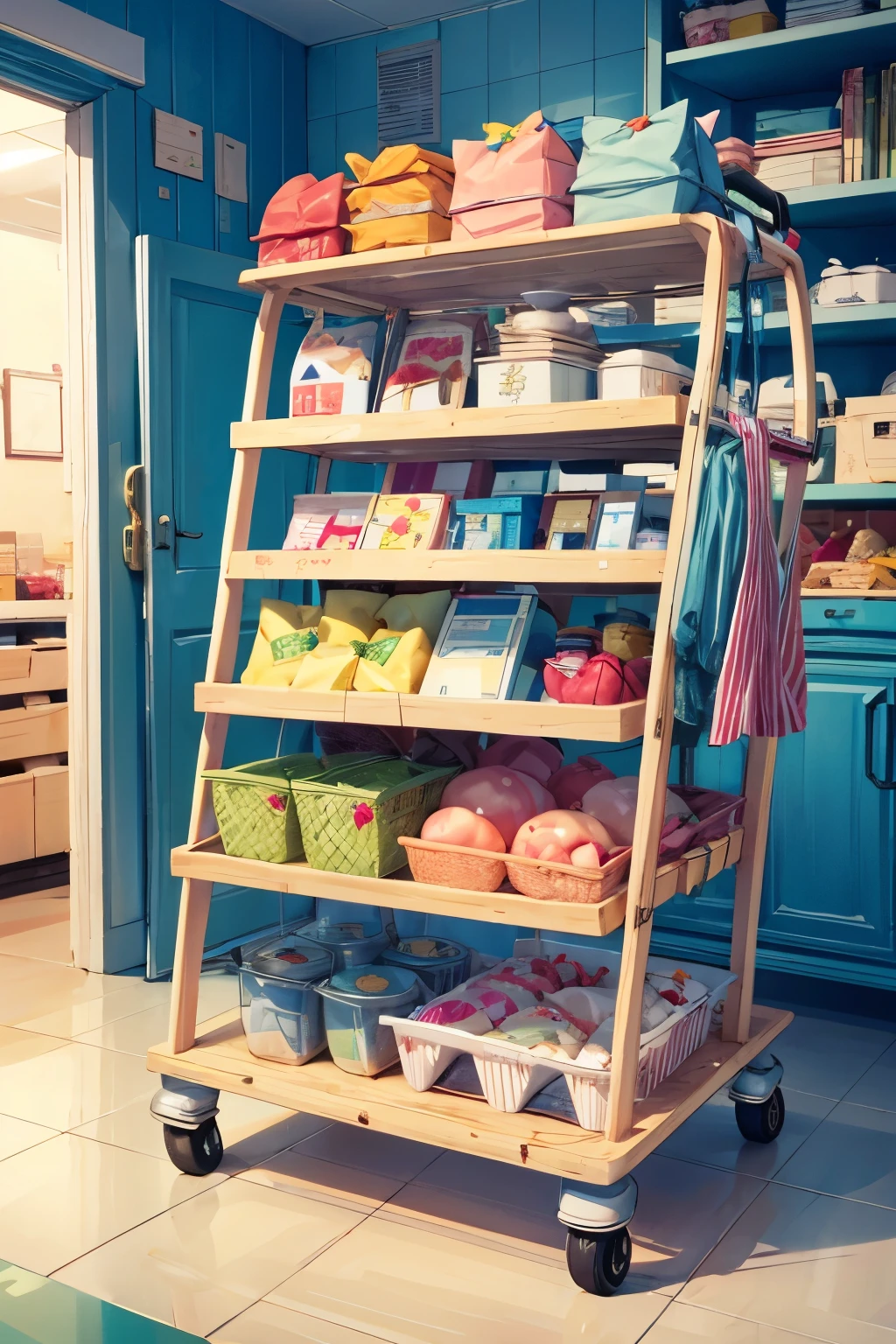 Grabbed a small trolley. Find the items on our list