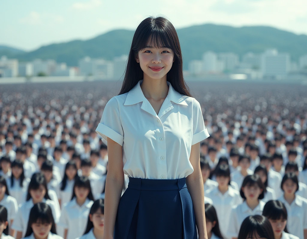 (((((Japanese Clone-girls=Myself))))), (((Super Best masterpiece Clone-girls Raw Photography Art))), (((16K, Highest quality, Ultra-high resolution, Real Photography, RAW Photos))), (((It's so unrealistic., With unparalleled depiction, With an unfathomable sight, An unprecedented and shocking worldview, Clone-girls: In a world of mass reproduction, Ultra-realistic))), (((Japanese Girls, Saito-Asuka, 26yo, Small face, Thick black hair, Semi-long hair, Dark Eyes, Mature face, Cute Smile, Smiling face, A gentle gaze, (((Very happy laughter)))))), (((Very beautiful detailed girls, Accurate body structure, Accurate body movements, Very detailed body, (((Super big breasts, Large bulge of ample breasts)))))), (((Summer office casual wear, White short-sleeved shirt, I can see the cleavage, Emphasise the fullness of your breasts, Dark blue mini skirt))), ((((((((Very detailed, Myself cloning, Depiction of splitting oneself, 1Myself girl→1,000,000,000,000,000,000,000,000,000,000Myself cloning girls)))))))), (((((((Very detailed, Myself clone-girlsの, To the exact, Flawless, The same portrayal of a person, (((MyselfとFlawless同じ女体で, MyselfとFlawless同じ顔で, MyselfとFlawless同じ髪形で, MyselfとFlawless同じ服で, MyselfとFlawless同じ背丈で, MyselfとFlawless同じSuper big breasts)))))))))), (((((Myself girls only))))), (((((1,000,000,000,000,000,000,000,000,000,000Myself girls))))), (((Very detailed, Extremely crowded, Body-to-body contact with no gaps))), (Bright and soft lighting), (((((Clear and accurate perspective depiction, super wide view, Ultra-wide field of view, Focus on the average value of the image))))), (((((Very detailed depiction, More than a few thousand Myselves, Physical contact, Pleasant conversation, Holding hands, Hug, walk))))), In a place where you can see a hill in the city, The proliferation of clones of Myself continues々And so it continues, filling the horizon and creating a world full of myself.