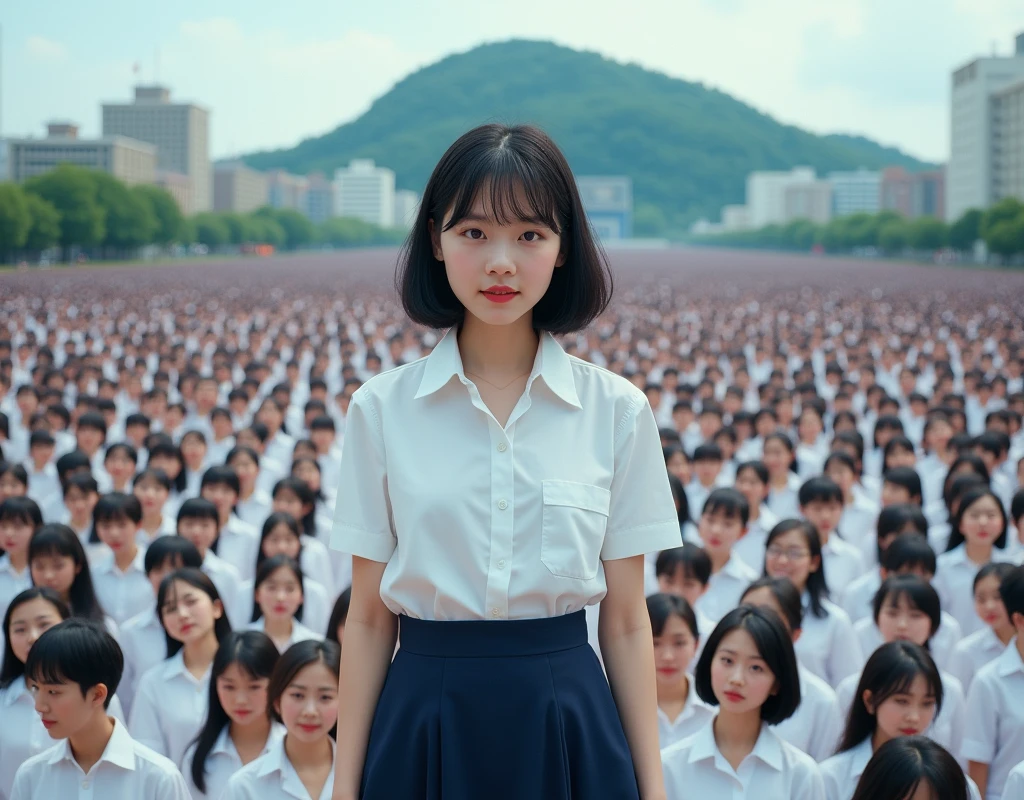 (((((Japanese Clone-girls=Myself))))), (((Super Best masterpiece Clone-girls Raw Photography Art))), (((16K, Highest quality, Ultra-high resolution, Real Photography, RAW Photos))), (((It's so unrealistic., With unparalleled depiction, With an unfathomable sight, An unprecedented and shocking worldview, Clone-girls: In a world of mass reproduction, Ultra-realistic))), (((Japanese Girls, Saito-Asuka, 26yo, Small face, Thick black hair, Semi-long hair, Dark Eyes, Mature face, Cute Smile, Smiling face, A gentle gaze, (((Very happy laughter)))))), (((Very beautiful detailed girls, Accurate body structure, Accurate body movements, Very detailed body, (((Super big breasts, Large bulge of ample breasts)))))), (((Summer office casual wear, White short-sleeved shirt, I can see the cleavage, Emphasise the fullness of your breasts, Dark blue mini skirt))), ((((((((Very detailed, Myself cloning, Depiction of splitting oneself, 1Myself girl→1,000,000,000,000,000,000,000,000,000,000Myself cloning girls)))))))), (((((((Very detailed, Myself clone-girlsの, To the exact, Flawless, The same portrayal of a person, (((MyselfとFlawless同じ女体で, MyselfとFlawless同じ顔で, MyselfとFlawless同じ髪形で, MyselfとFlawless同じ服で, MyselfとFlawless同じ背丈で, MyselfとFlawless同じSuper big breasts)))))))))), (((((Myself girls only))))), (((((1,000,000,000,000,000,000,000,000,000,000Myself girls))))), (((Very detailed, Extremely crowded, Body-to-body contact with no gaps))), (Bright and soft lighting), (((((Clear and accurate perspective depiction, super wide view, Ultra-wide field of view, Focus on the average value of the image))))), (((((Very detailed depiction, More than a few thousand Myselves, Physical contact, Pleasant conversation, Holding hands, Hug, walk))))), In a place where you can see a hill in the city, The proliferation of clones of Myself continues々And so it continues, filling the horizon and creating a world full of myself.