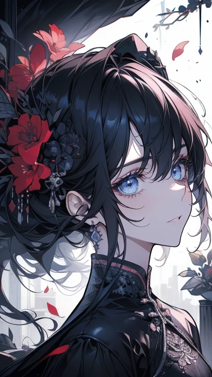 ((8k resolution))、((Highest quality))、((masterpiece))、((Very detailed))((((dramatic))), (((Rough feeling))), (((intense)))Focus on the face、tattoo、Clear Shadows、Vibrant, front,flower々background、Rich colors,Be confident,coil,scene,Boldness,to attract attention,Smart、tendency、I focus