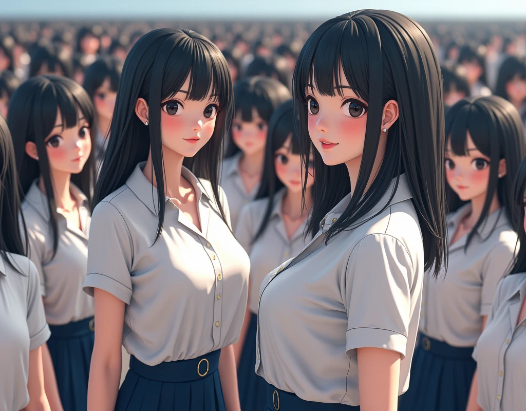 (((((Japanese Clone-girls=Myself))))), (((Super Best masterpiece Clone-girls Raw Photography Art))), (((16K, Highest quality, Ultra-high resolution, Real Photography, RAW Photos))), (((It&#39;s so unrealistic., With unparalleled depiction, With an unfathomable sight, An unprecedented and shocking worldview, Clone-girls: In a world of mass reproduction, Ultra-realistic))), (((Japanese Girls, Saito-Asuka, 26yo, Small face, Thick black hair, Semi-long hair, Dark Eyes, Mature face, Cute Smile, Smiling face, A gentle gaze, (((Very happy laughter)))))), (((Very beautiful detailed girls, Accurate body structure, Accurate body movements, Very detailed body, (((Super big breasts, Large bulge of ample breasts)))))), (((Summer office casual wear, White short-sleeved shirt, I can see the cleavage, Emphasise the fullness of your breasts, Dark blue mini skirt))), ((((((((Very detailed, Myself cloning, Depiction of splitting oneself, 1Myself girl→1,000,000,000,000,000,000,000,000,000,000Myself cloning girls)))))))), (((((((Very detailed, Myself clone-girlsの, To the exact, Flawless, The same portrayal of a person, (((MyselfとFlawless同じ女体で, MyselfとFlawless同じ顔で, MyselfとFlawless同じ髪形で, MyselfとFlawless同じ服で, MyselfとFlawless同じ背丈で, MyselfとFlawless同じSuper big breasts)))))))))), (((((Myself girls only))))), (((((1,000,000,000,000,000,000,000,000,000,000Myself girls))))), (((Very detailed, Extremely crowded, Body-to-body contact with no gaps))), (Bright and soft lighting), (((((Clear and accurate perspective depiction, super wide view, Ultra-wide field of view, Focus on the average value of the image))))), (((((Very detailed depiction, More than a few thousand Myselves, Physical contact, Pleasant conversation, Holding hands, Hug, walk))))), In a place where you can see a hill in the city, Myself clone-girls&#39; clone proliferation continues々And so it continues, filling the horizon and becoming a world of just me