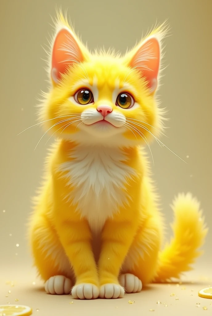 The cat has fur made of lemons.
