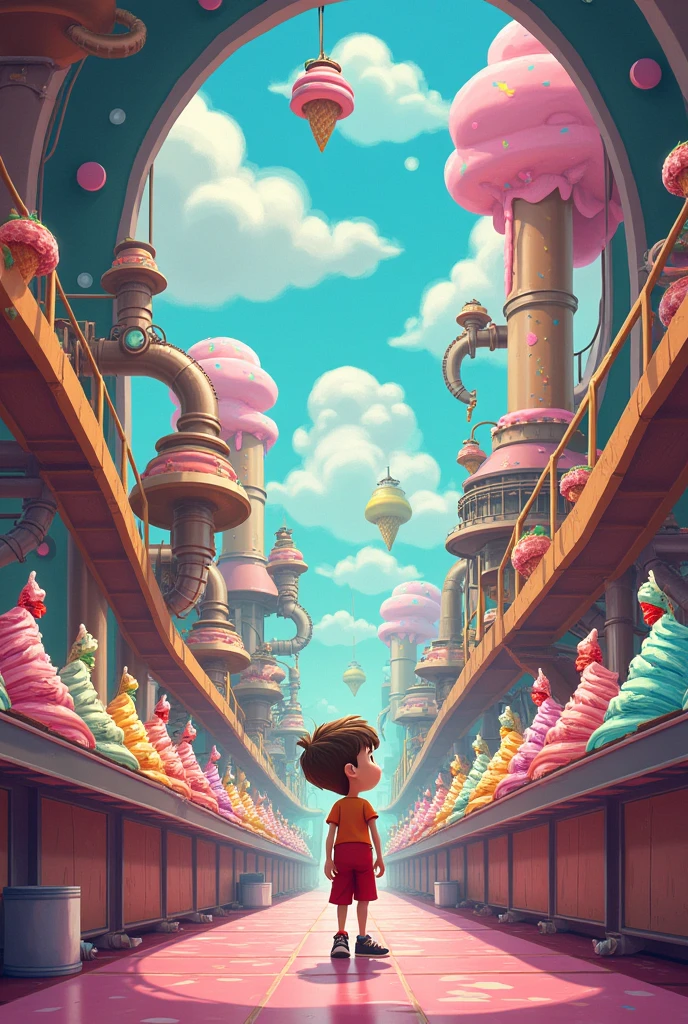 [Scene change: Inside the factory, it’s like a candy wonderland. Machines are churning out ice cream of every flavor imaginable. Max is in awe.]