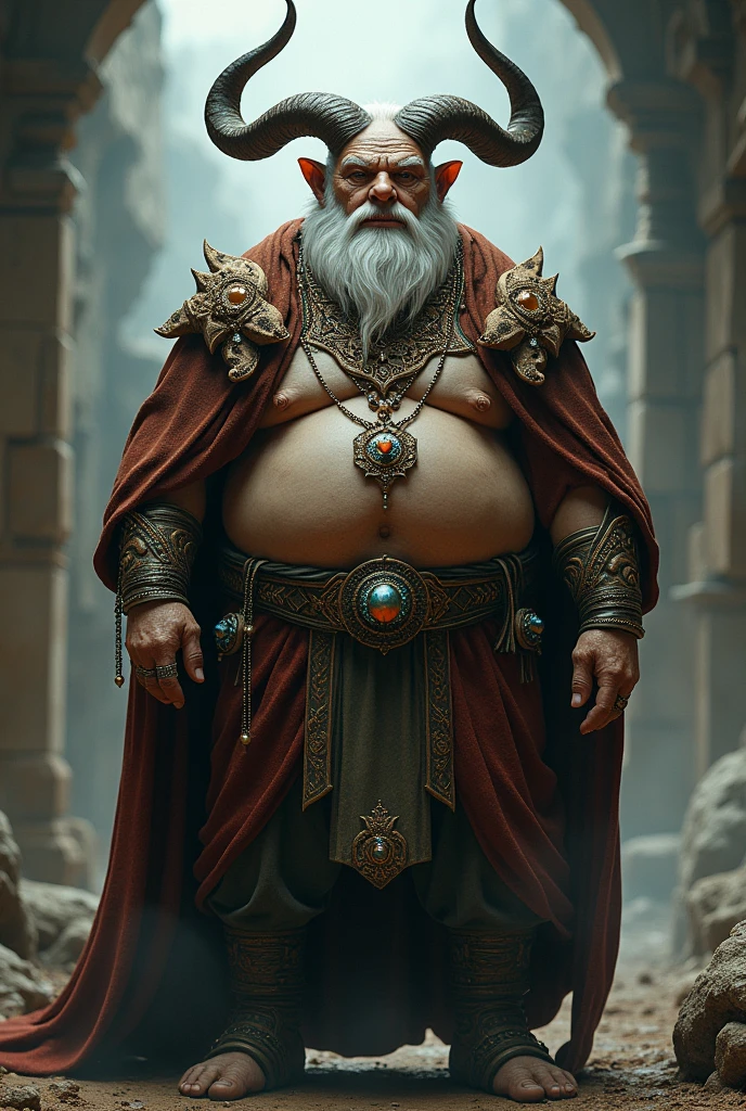 Horned man, fat old man with jewelry today