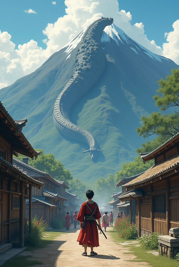 One day, news reached the village: a dragon had appeared on the nearby mountain and was causing trouble. Everyone was scared, but Hiroshi knew that, if he wanted to become a real samurai, needed help.