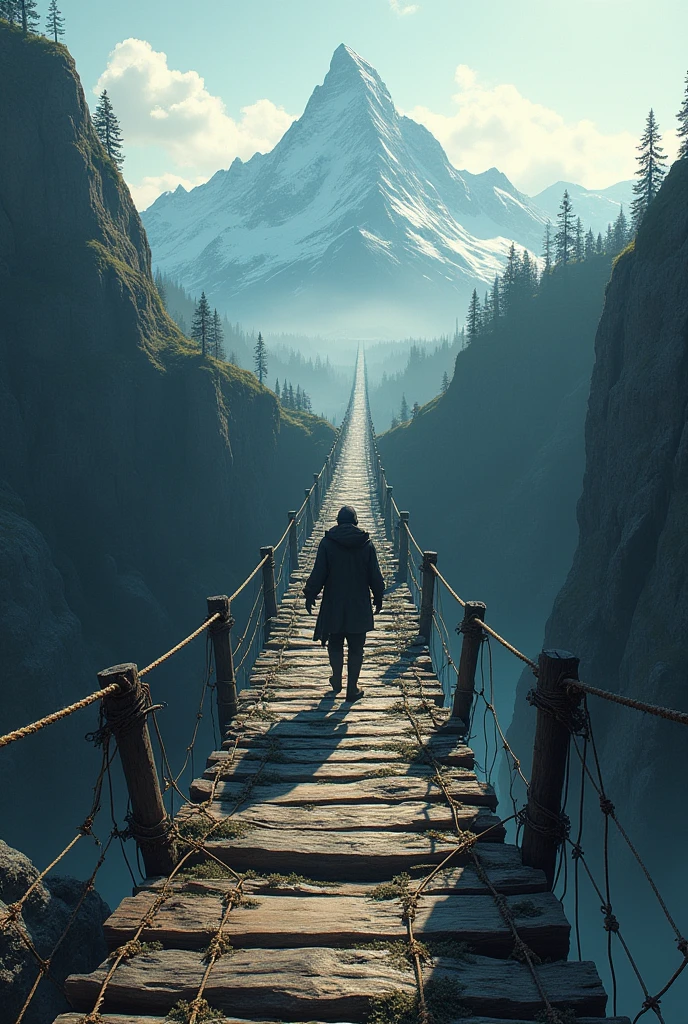 I need to cross this bridge to get to the mountain. even if it's hard, I won&#39;t give up!
