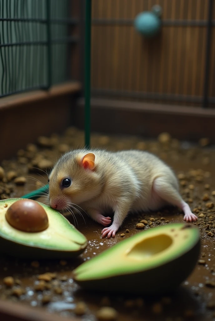 A hamster died in its cage because of an avocado pit 
