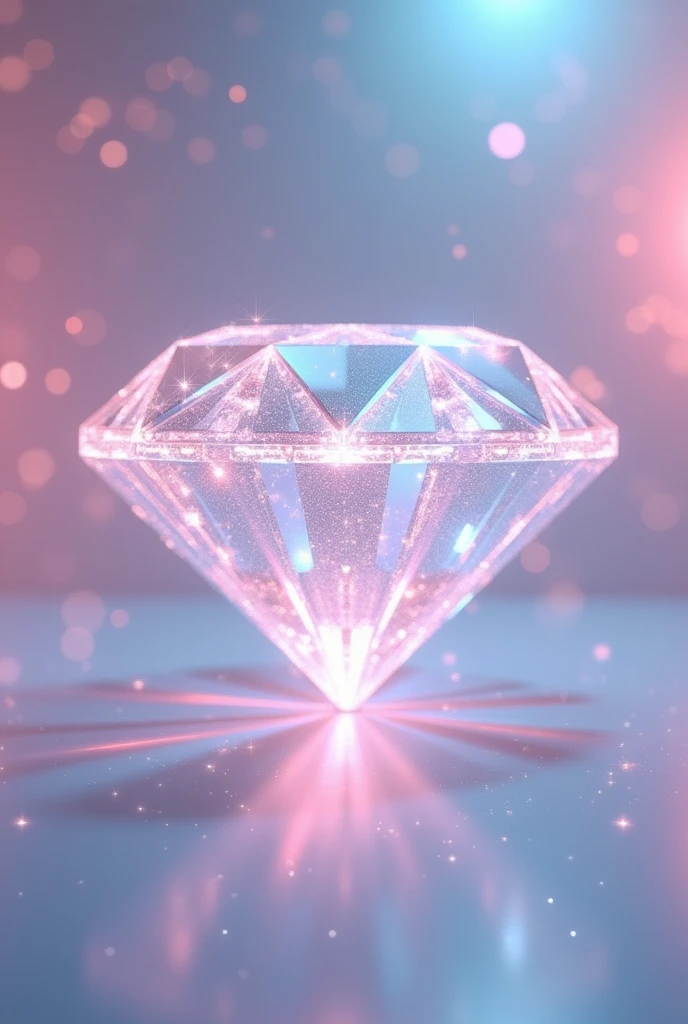 Create a logo that has a diamond and says "Diamond Edge" that uses pink and light blue with white letters and lots of sparkles