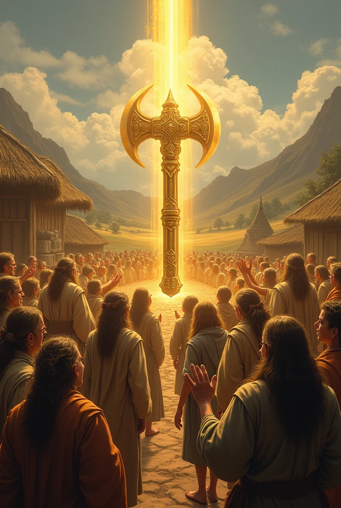 Villagers pray to the Creator for our golden and silver axes