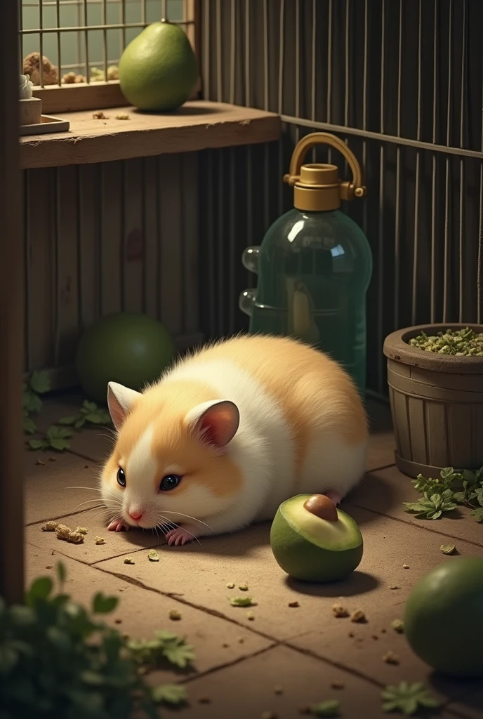 A hamster died with a blow to the head in its cage due to an avocado stone