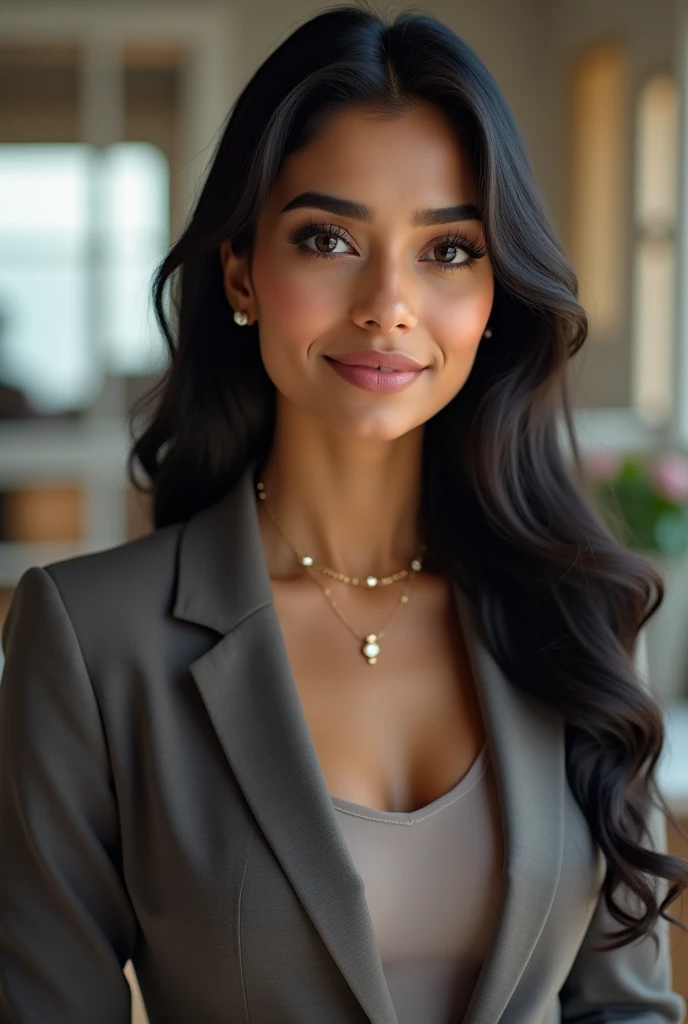 Indian beautiful girl  offical  with office background 