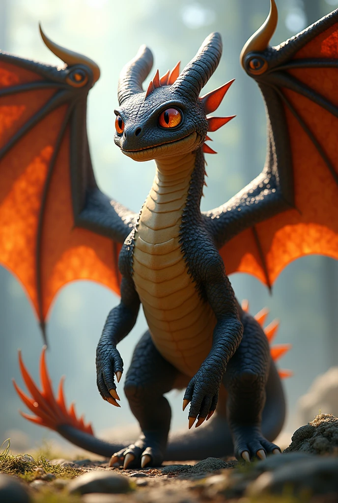 An anthropomorphic female Stormcutter dragoness from How to Train Your Dragon, humanoid, female body shape, somewhat chubby, has four wings and a long tail, based on the Sharp Class Stormcutter dragon from How To Train Your Dragon 2, Cloudjumper