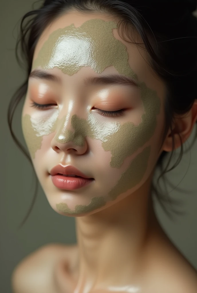 Asian Beauty Face covered in mud