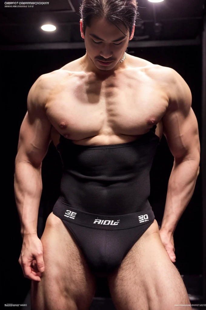 Body Su 1t, photore (Korean male) wearing bodysuit, huge muscle,See-through, Underground nightclub, Dancing, Facial hair, Realistic, Masterpiece, Intricate details, Detailed background, Depth of field,(((The crotch is raised)))