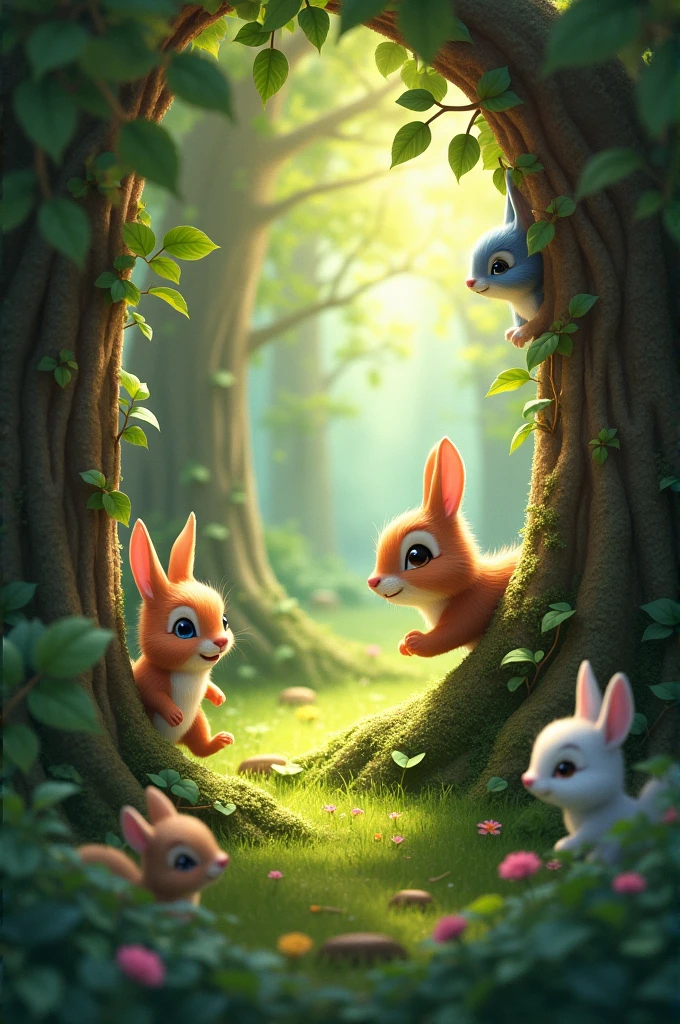 **Animals playing 'Hide and Seek' among the trees.**