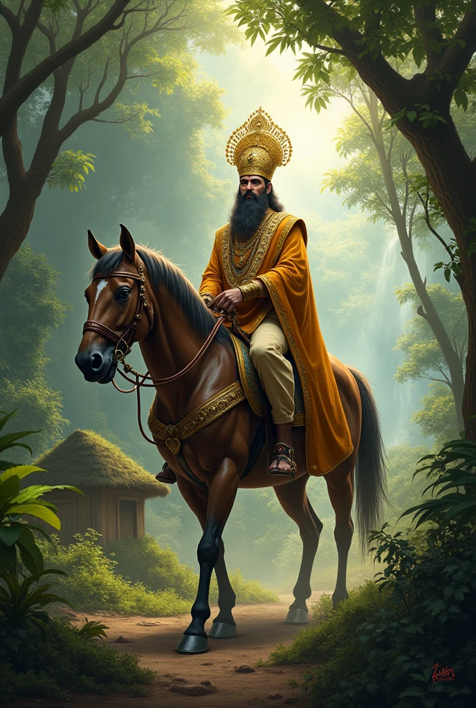 Raja ne shir par sone ka mukut pahana tha or vo jangle me ghode par bete huye the to rajo ko samne ek chhoti si jhopdi dhikai deti hai