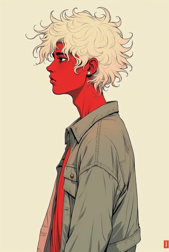 author：conrad roset A slightly fat boy，White curly hair，strong，optimism，Lack of metal，Surreal minimalist shadows，Flat illustration, Luo Erchun，
