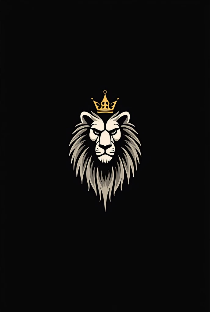2D logo for a clothing store called Borgesgrifes with some imposing animal wearing a small crown on its head, minimalist and modern, black background