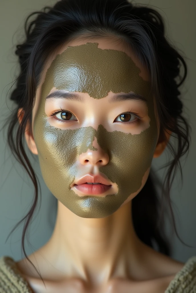 Asian Beauty　My face is covered in sticky mud　