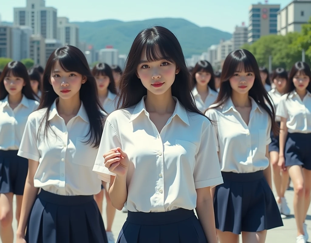 (((((Japanese Clone-girls=Myself))))), (((Super Best masterpiece Clone-girls Raw Photography Art))), (((16K, Highest quality, Ultra-high resolution, RAW Photos))), (((It's so unrealistic., With unparalleled depiction, With an unfathomable sight, An unprecedented and shocking worldview, Clone-girls: In a world of mass reproduction, Ultra-realistic))), (((Japanese Girls, Saito-Asuka, 26yo, Small face, Thick black hair, Semi-long hair, Dark Eyes, Mature face, Cute Smile, Smiling face, A gentle gaze, (((Very happy laughter)))))), (((Very beautiful detailed girls, Accurate body structure, Accurate body movements, Very detailed body, (((Super big breasts, Large bulge of ample breasts)))))), (((Summer office casual wear, White short-sleeved shirt, I can see the cleavage, Emphasise the fullness of your breasts, Dark blue mini skirt))), ((((((((Very detailed, Myself cloning, Depiction of splitting oneself, 1Myself girl→1,000,000,000,000,000,000,000,000,000,000Myself cloning girls)))))))), (((((((Very detailed, Myself clone-girlsの, To the exact, Flawless, The same portrayal of a person, (((MyselfとFlawless同じ女体で, MyselfとFlawless同じ顔で, MyselfとFlawless同じ髪形で, MyselfとFlawless同じ服で, MyselfとFlawless同じ背丈で, MyselfとFlawless同じSuper big breasts)))))))))), (((((Myself girls only))))), (((((1,000,000,000,000,000,000,000,000,000,000Myself girls))))), (((Very detailed, Extremely crowded, Body-to-body contact with no gaps))), (Bright and soft lighting), (((((Clear and accurate perspective depiction, super wide view, Ultra-wide field of view, Focus on the average value of the image))))), (((((Very detailed depiction, More than a few thousand Myselves, Physical contact, Pleasant conversation, Holding hands, Hug, walk))))), In a place where you can see a hill in the city, Myself clone-girls' clone proliferation continues々And so it continues, filling the horizon and becoming a world of just me