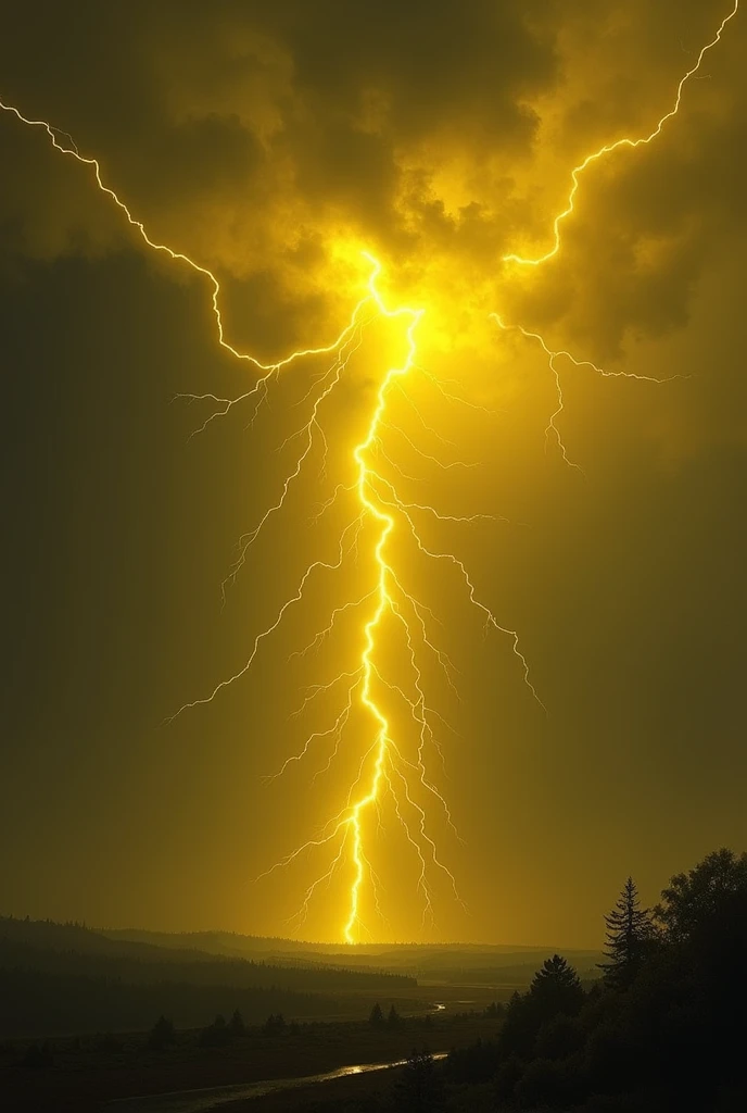 Dark yellow night with yellow lightning 








