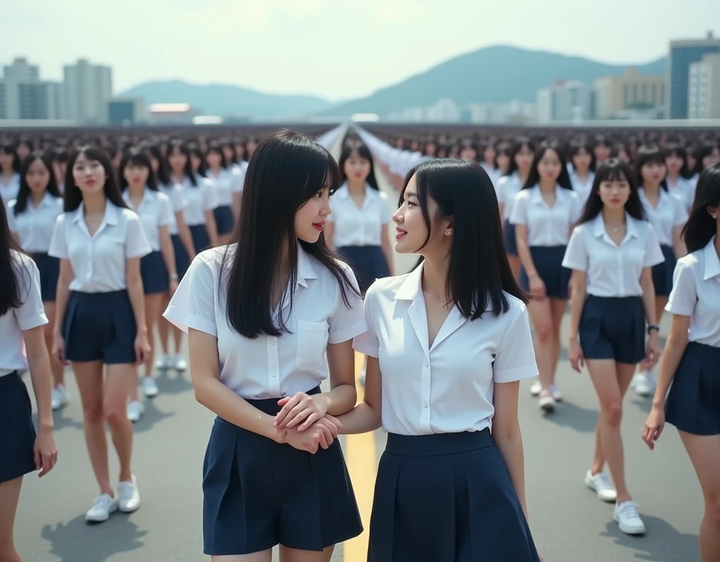 (((((Japanese Clone-girls=Myself))))), (((Super Best masterpiece Clone-girls Raw Photography Art))), (((16K, Highest quality, Ultra-high resolution, RAW Photos))), (((It&#39;s so unrealistic., With unparalleled depiction, With an unfathomable sight, An unprecedented and shocking worldview, Clone-girls: In a world of mass reproduction, Ultra-realistic))), (((Japanese Girls, Saito-Asuka, 26yo, Small face, Thick black hair, Semi-long hair, Dark Eyes, Mature face, Cute Smile, Smiling face, A gentle gaze, (((Very happy laughter)))))), (((Very beautiful detailed girls, Accurate body structure, Accurate body movements, Very detailed body, (((Super big breasts, Large bulge of ample breasts)))))), (((Summer office casual wear, White short-sleeved shirt, I can see the cleavage, Emphasise the fullness of your breasts, Dark blue mini skirt))), ((((((((Very detailed, Myself cloning, Depiction of splitting oneself, 1Myself girl→1,000,000,000,000,000,000,000,000,000,000Myself cloning girls)))))))), (((((((Very detailed, Myself clone-girlsの, To the exact, Flawless, The same portrayal of a person, (((MyselfとFlawless同じ女体で, MyselfとFlawless同じ顔で, MyselfとFlawless同じ髪形で, MyselfとFlawless同じ服で, MyselfとFlawless同じ背丈で, MyselfとFlawless同じSuper big breasts)))))))))), (((((Myself girls only))))), (((((1,000,000,000,000,000,000,000,000,000,000Myself girls))))), (((Very detailed, Extremely crowded, Body-to-body contact with no gaps))), (Bright and soft lighting), (((((Clear and accurate perspective depiction, super wide view, Ultra-wide field of view, Focus on the average value of the image))))), (((((Very detailed depiction, More than a few thousand Myselves, Physical contact, Pleasant conversation, Holding hands, Hug, walk))))), In a place where you can see a hill in the city, Myself clone-girls&#39; clone proliferation continues々And so it continues, filling the horizon and becoming a world of just me