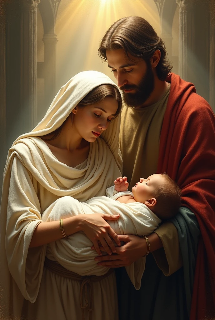 Depict a comforting scene of a mother holding her child in a warm embrace within a cozy home. A soft light illuminates the room, with Jesus standing nearby, His hand resting gently on the mother’s shoulder, signifying God's comforting presence in all moments of life.