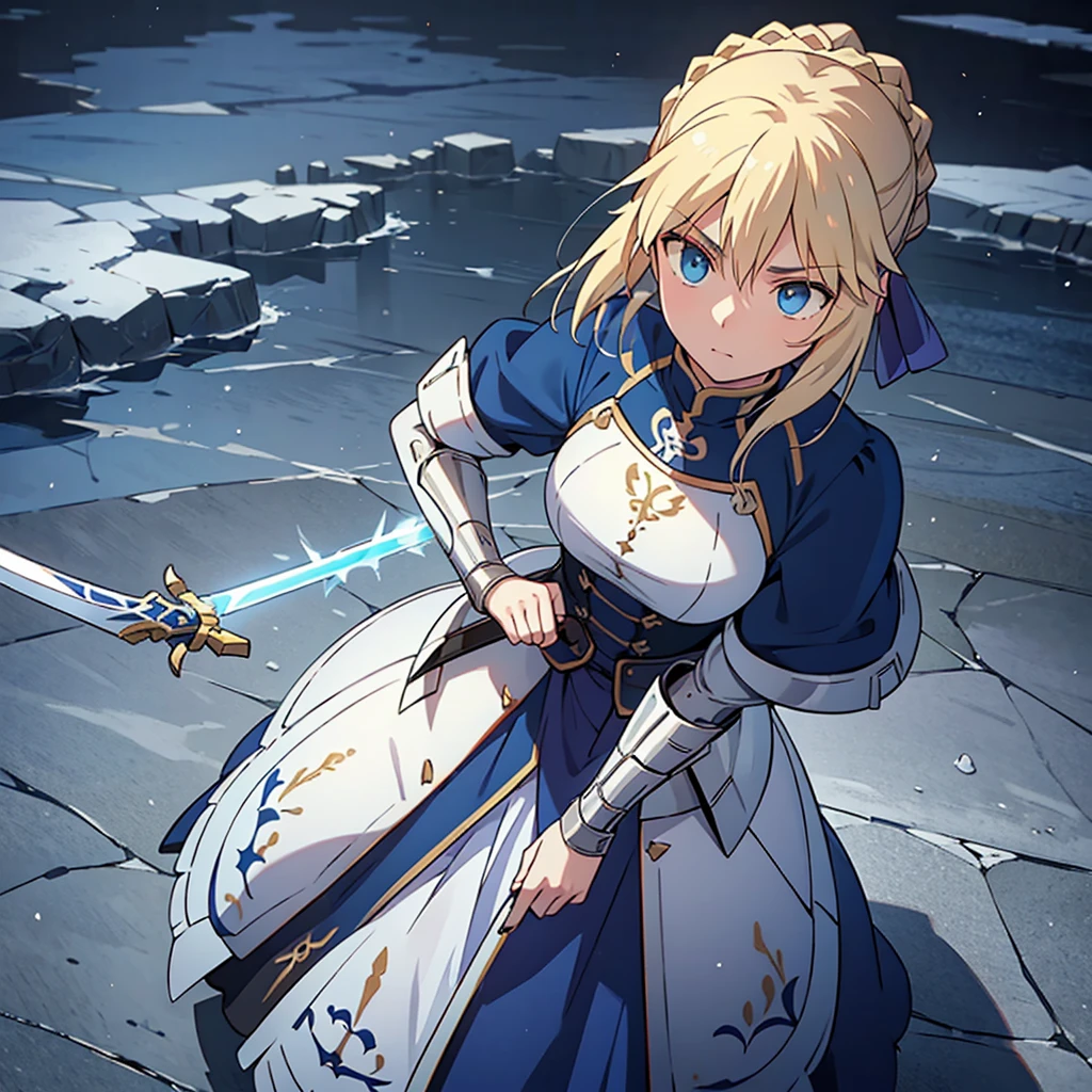 (masterpiece:1.2), (最high quality:1.2), Perfect Eyes, Perfect Face, Perfect lighting,One person，Things to know, Artoria Pendragon with a sword \(destiny\), destiny \(series\) Perspective Middle Ages Beautiful, beautiful, detailed, Beautiful colors、Great quality, 最high quality, high quality