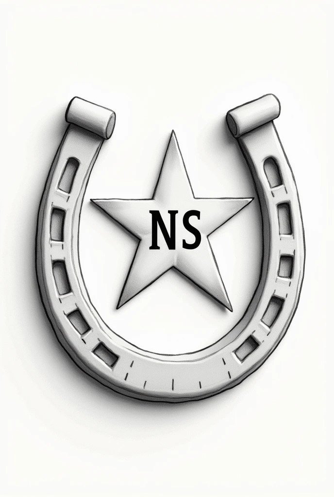 I need you to take a photo of a drawing design for me to make my horseshoe, I want to put a star flat and in the center the initials NS