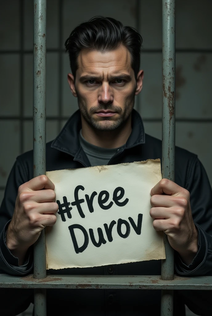 Pavel durov in prison with the writing in hand #freedurov